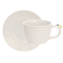 Jogo de Xícaras em Porcelana para Café Bee Branca com Pires 230ml - 4 Peças - 4