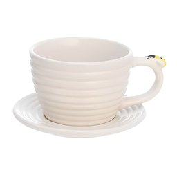 Jogo de Xícaras em Porcelana para Café Bee Branca com Pires 230ml - 4 Peças - 5