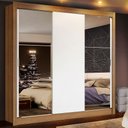 Ver imagem 1 de Guarda-Roupa Casal Madesa Mônaco 3 Portas de Correr com Espelhos Rustic/Branco Cor:Rustic/Branco