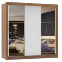 Ver imagem 2 de Guarda-Roupa Casal Madesa Mônaco 3 Portas de Correr com Espelhos Rustic/Branco Cor:Rustic/Branco