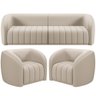 Kit Sofá 4 Lugares para Sala 292cm com 02 Poltronas Lazio M03 Veludo Bege - Lyam Decor - 1