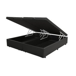 Base Box Baú Casal Bipartido Sintético Preta 138x188x39 - 1