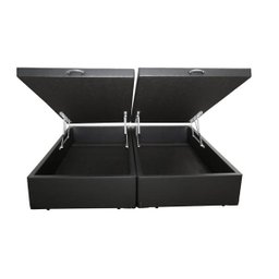 Base Box Baú Casal Bipartido Sintético Preta 138x188x39 - 2