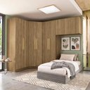 Ver imagem 1 de Quarto Modulado Adapt 9 Portas 4 Gavetas MDP 465cm Nogueira