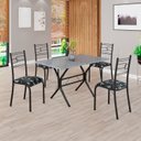 Ver imagem 1 de Conjunto Sala de Jantar Mesa Retangular 100x60cm Tampo Granito Ocre 4 Cadeiras Paraty Preto/Floral/Fosco