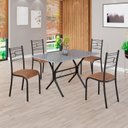 Ver imagem 1 de Conjunto Sala de Jantar Mesa Retangular 100x60cm Tampo Granito Ocre 4 Cadeiras Paraty Preto/C. Marrom/Fosco