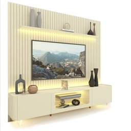 Rack com Painel Ripado para Tv até 85 Polegadas Led Pés Vidro 230cm Nobre/splendore Yescasa - 7