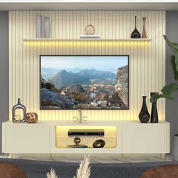 Rack com Painel Ripado para Tv até 85 Polegadas Led Pés Vidro 230cm Nobre/splendore Yescasa - 6