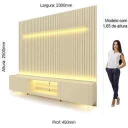 Rack com Painel Ripado para Tv até 85 Polegadas Led Pés Vidro 230cm Nobre/splendore Yescasa - 4