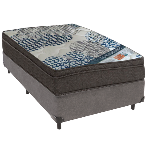 Cama Box e Colchão Iso Superpocket Molas Ensacadas Solteiro Ortobom: Cinza