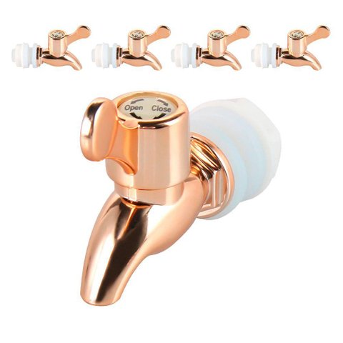 Kit 5 Torneiras para Suqueira Dispenser Plástico Rosé Gold Luxo Filtro com Vedação