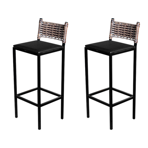 Jogo 2 Banqueta Alta Cozinha Balcão Ratan Industrial Assento Estofado Don Castro Decor Industrial Ra