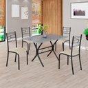 Ver imagem 1 de Conjunto Sala de Jantar Mesa Retangular 100x60cm Tampo Granito Ocre 4 Cadeiras Paraty Preto/Creme/Fosco