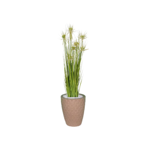 Planta Árvore Artificial Grass Com Flor 90 cm Kit + Vaso E. Bege 30 cm