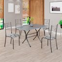 Ver imagem 1 de Conjunto Sala de Jantar Mesa Retangular 100x60cm Tampo Granito Ocre 4 Cadeiras Paraty Prata/Paraopeba/Mart