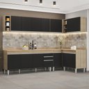 Ver imagem 2 de Armário de Cozinha Modulado de Canto 7 Peças Cp35 Balcão com Tampo Castanho/preto - Lumil