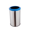 Ver imagem 1 de Lixeira Inox Com Aro Plástico Cores 35 Litros Cesto De Lixo - Azul