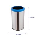 Ver imagem 2 de Lixeira Inox Com Aro Plástico Cores 35 Litros Cesto De Lixo - Azul