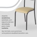 Ver imagem 6 de Conjunto Sala de Jantar Mesa Retangular 100x60cm Tampo Granito Ocre 4 Cadeiras Paraty Prata/Creme/Mart
