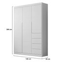 Ver imagem 4 de Guarda Roupa Infantil 3 Portas 4 Gavetas Lilly P04 Branco - Mpozenato