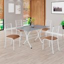 Ver imagem 1 de Conjunto Sala de Jantar Mesa Retangular 100x60cm Tampo Granito Ocre 4 Cadeiras Paraty Branco/C. Marrom