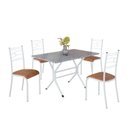 Ver imagem 2 de Conjunto Sala de Jantar Mesa Retangular 100x60cm Tampo Granito Ocre 4 Cadeiras Paraty Branco/C. Marrom