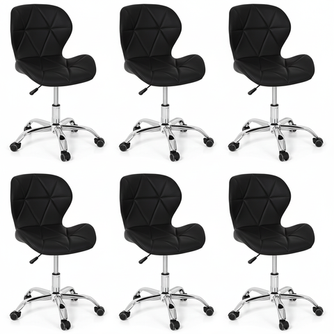 Conjunto 6 Cadeiras Office Eiffel Slim Giratória Ajustável Preta