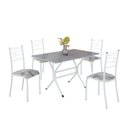 Ver imagem 2 de Conjunto Sala de Jantar Mesa Retangular 100x60cm Tampo Granito Ocre 4 Cadeiras Paraty Branco/Paraopeba
