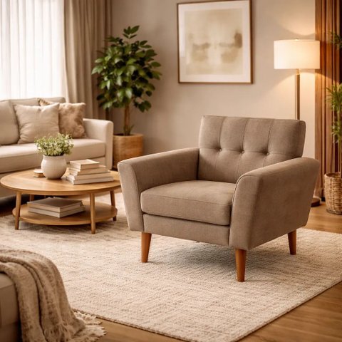 Poltrona Bia Decorativa para Sala Recepção Escritório Bz Capuccino Veludo
