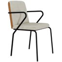 Ver imagem 1 de Cadeira Estofada para Sala de Jantar com Braço Loft Preto C01 Bouclê Vanilla Courino Caramelo -