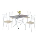 Ver imagem 2 de Conjunto Sala de Jantar Mesa Retangular 100x60cm Tampo Granito Ocre 4 Cadeiras Paraty Branco/Creme