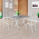 Ver imagem 1 de Conjunto Sala de Jantar Mesa Retangular 100x60cm Tampo Granito Ocre 4 Cadeiras Paraty Branco/Creme