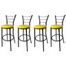 Kit 4 Banquetas Bistrô Aço Pintura Epóxi Preta Assento Amarelo - 1