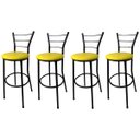 Ver imagem 1 de Kit 4 Banquetas Bistrô Aço Pintura Epóxi Preta Assento Amarelo