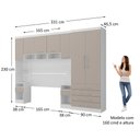 Ver imagem 4 de Quarto Modulado Queen com Guarda-roupas Maleiro e Cabeceira Alpes Master Luciane Móveis