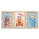 Ver imagem 1 de Kit Quadros Infantil Dino Kids 20X30 3 peças Arte na Arte Safari Aquarela moldura mel
