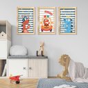 Ver imagem 4 de Kit Quadros Infantil Dino Kids 20X30 3 peças Arte na Arte Safari Aquarela moldura mel