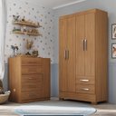 Ver imagem 1 de Quarto Infantil Completo Guarda Roupa 4 Portas 2 Gavetas com Cômoda Amy Espresso Móveis Bege/Cinamomo