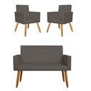 Ver imagem 1 de Kit 16 Poltrona Decortiva Pé Palito+2 Namoradeiras Cinza
