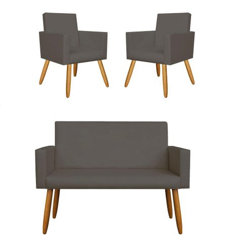 Kit 16 Poltrona Decortiva Pé Palito+2 Namoradeiras Cinza