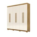 Ver imagem 2 de Guarda-Roupa Casal com 6 Portas 2 Gavetas Buriti Marrom/Nature/Champanhe