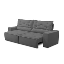 Sofá Retrátil e Reclinável 2 lugares com Molas 1,50m Livia Suede Cinza Adonai Estofados - 6