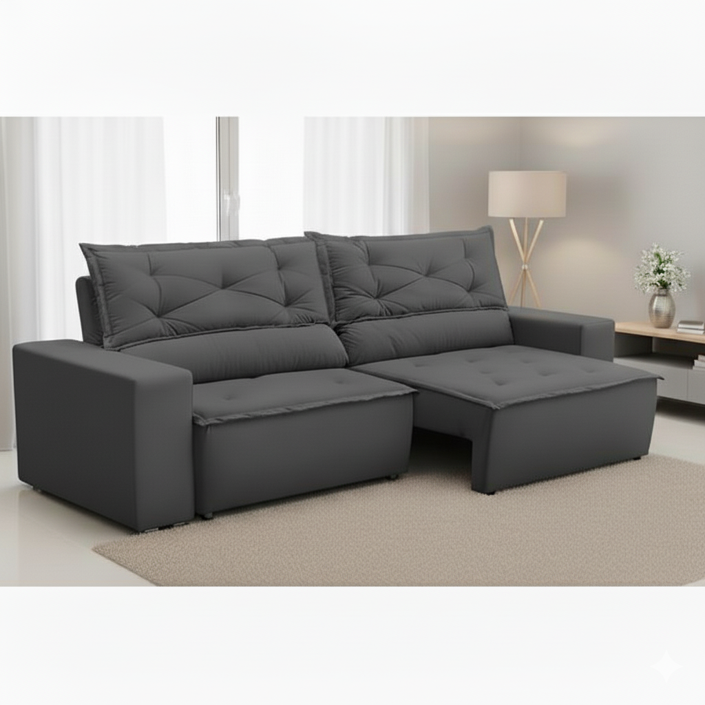 Sofá Retrátil e Reclinável 2 lugares com Molas 1,50m Livia Suede