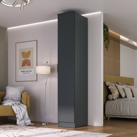 Guarda-Roupa 1 Porta MDF Ravi Cinza/Grafito