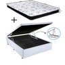 Cama Box Baú Casal Sintético Branco + Colchão Casal Espuma D33 Com EPS 16x138x188 - 1