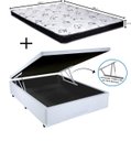 Ver imagem 1 de Cama Box Baú Casal Sintético Branco + Colchão Casal Espuma D33 Com EPS 16x138x188