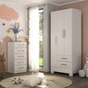 Ver imagem 1 de Quarto Infantil Completo Guarda Roupa 3 Portas 2 Gavetas com Cômoda 5 Gavetas Amy Espresso Móveis Branco