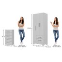 Ver imagem 4 de Quarto Infantil Completo Guarda Roupa 3 Portas 2 Gavetas com Cômoda 5 Gavetas Amy Espresso Móveis Branco