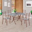 Ver imagem 1 de Conjunto Sala de Jantar Mesa Retangular 120x75cm Tampo Granito Ocre 4 Cadeiras Paraty Marrom/Paraopeba