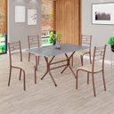 Ver imagem 1 de Conjunto Sala de Jantar Mesa Retangular 120x75cm Tampo Granito Ocre 4 Cadeiras Paraty Marrom/Creme